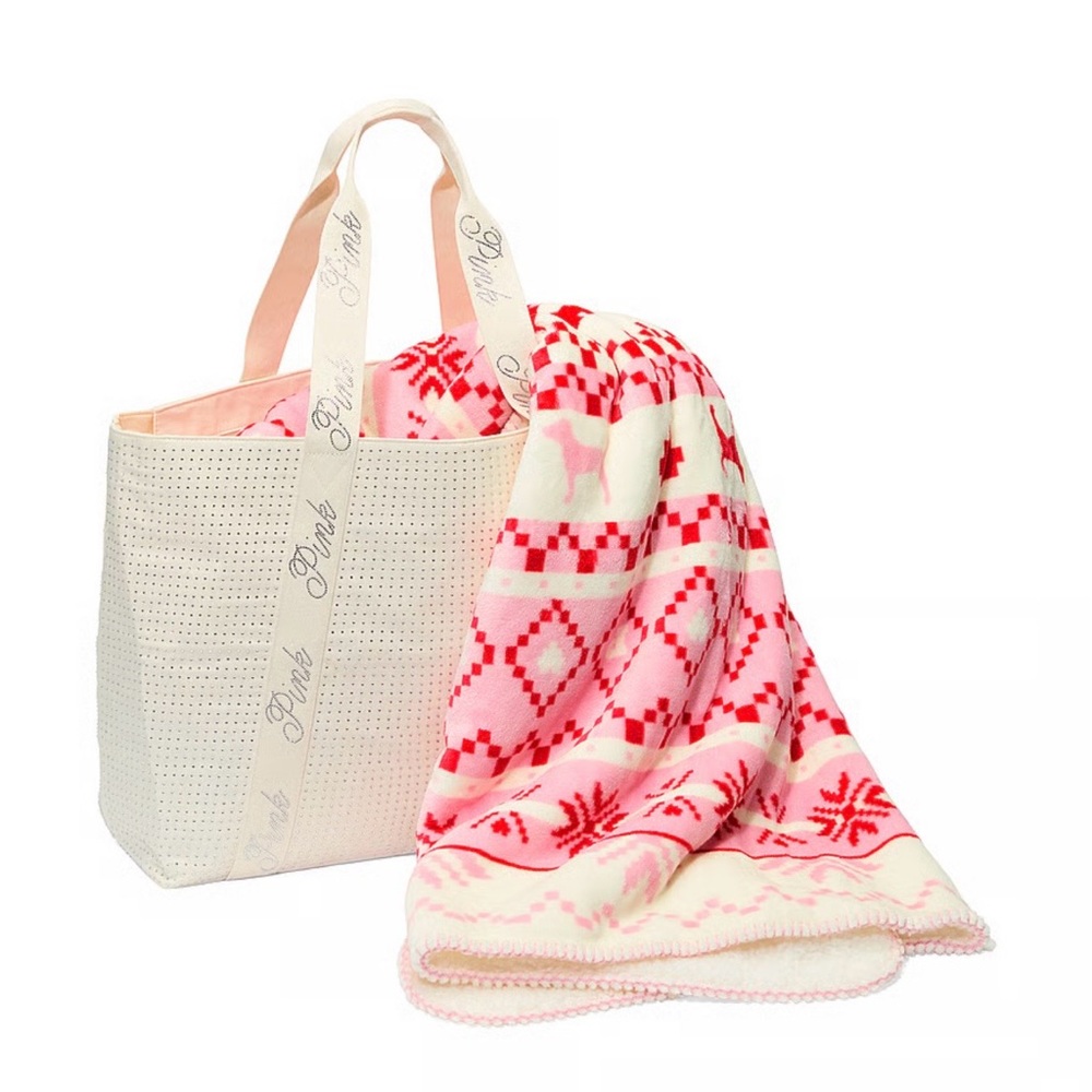 Victoria’s Secret PINK Cozy Plush Blanket and Bling Tote Bag Set, BNWT